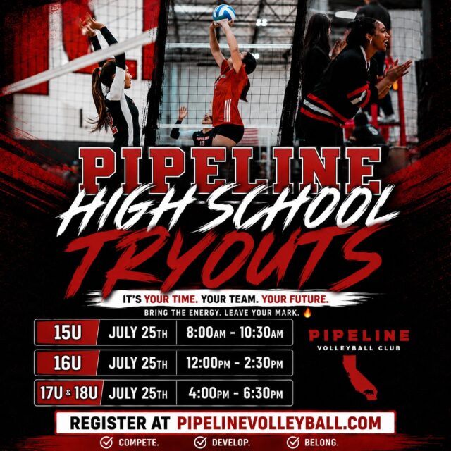 🏐✨ HIGH SCHOOL TRYOUTS ARE ALMOST HERE ✨🏐
Ready to bring the energy, show your skills, and find your team? 🔥
Whether you’re chasing your next big season, looking to level up your game, or just ready to compete with athletes who love volleyball as much as you do, Pipeline is the place to be.
💥 Bring the hustle.
💥 Bring the attitude.
💥 Bring YOUR game.
Who’s ready to make some noise this season? 👏
Register now at pipelinevolleyball.com
#PipelineVolleyball #HighSchoolTryouts #VolleyballLife #FuturePipeline #ClubVolleyball VolleyballGirls TryoutSeason