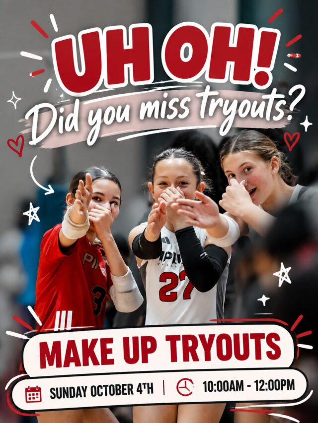 not at tryouts?! no worries! make up tryouts will be SUNDAY OCTOBER 4TH at 10am🏐❤️

click the Iink on our ✨ stories ✨ to register for make ups!🤍

#explorepage✨ #volleyball #clubvolleyball #volleyballtryouts