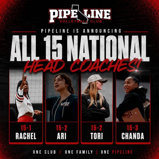 🏐 Meet the coaches leading the next generation of Pipeline Volleyball! ❤️🖤
We’re excited to officially introduce our 15 National Head Coaches! Each brings a unique passion for the game, a competitive mindset, and a commitment to helping athletes grow, compete, and succeed.
Help us give a huge Pipeline welcome to Coach Rachel, Coach Ari, Coach Tori, and Coach Chanda! We can’t wait to see what this season has in store. 🔥
❤️ One Club. One Family. One Pipeline.
#PipelineVC #PipelineVolleyball #15National #ClubVolleyball #VolleyballFamily VolleyballCoaches PipelineProud NextLevel RoadToNationals OneClubOneFamilyOnePipeline
